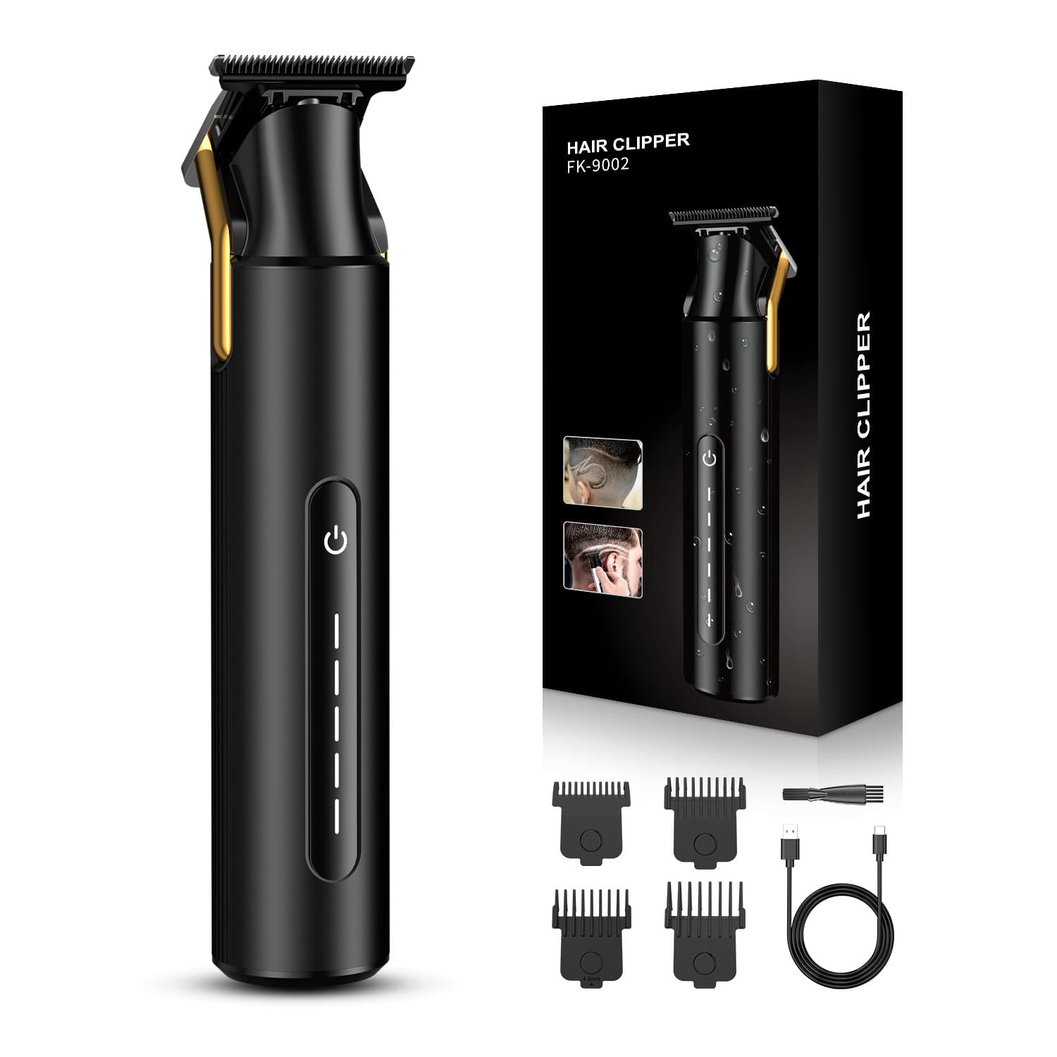 Electric Hair Clipper Oil Head Carving Bald Haircut Barber Shop Home Use Waterproof Stainless Steel Blade Battery Powered