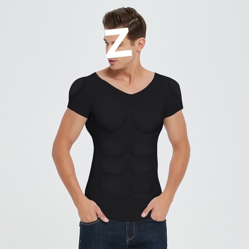 Invisible Muscle Shirt for Men, Fake Chest Muscles, Abs T-Shirt, Vest, Shapewear Shoulder Pads, COS Duanmin