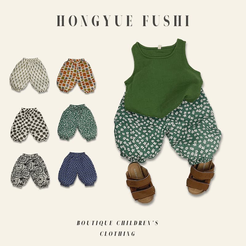 Summer Thin Floral Print Kids Pants Korean Style Lantern Pants Mosquito-Proof Casual Cropped Pants for Boys and Girls