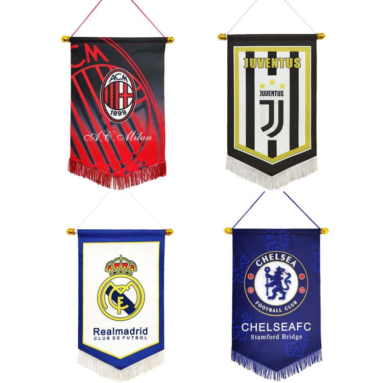 Real Madrid Chelsea AC Milan Atletico Madrid Manchester City Tottenham Football Club Badge Bar Decoration Hanging Flag Banner