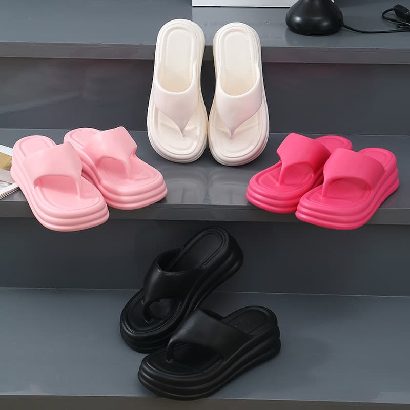 Trendy Women's EVA Slippers High Aesthetic Thick Bottom Sandals 7cm Beach Clip Toe Slides Summer Outerwear