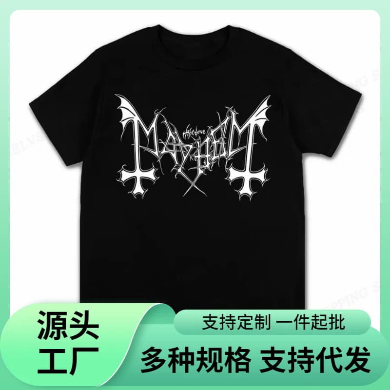 【European Size Cotton T-Shirt】Mayhem Death T-Shirt Men's Cotton T-Shirt Hip-Hop Graphic Top Women's Casual Streetwear