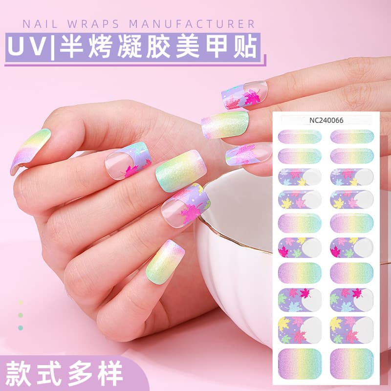 Zhenxiang 2024 Gel Nail Art Stickers Conical Powder Cat Eye UV Lamp Semi-Cured Nail Stickers Wholesale Pet Material Comfortable for Everyone