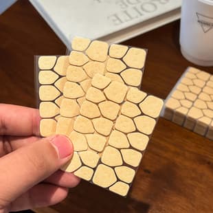 Kraft Paper Nail Art Jelly Glue Stickers, Small Size, 24 Pieces, Strong and Invisible Double-Sided Adhesive, Enlarged