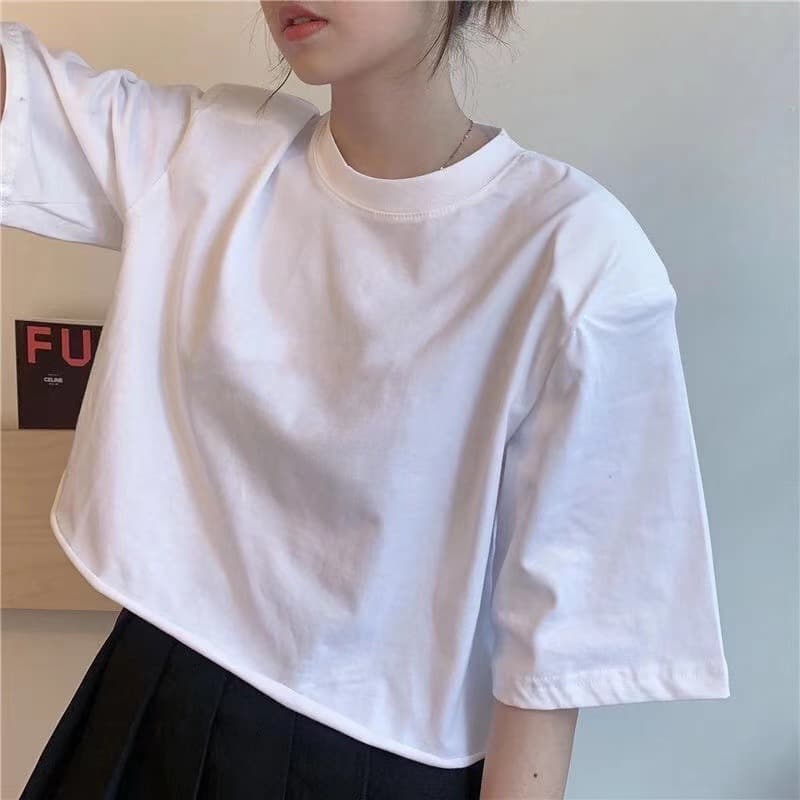 Cotton Short Sleeve T-Shirt for Women Summer New Korean Style Short Loose Fitting Basic Top Sexy Crop Top Fashion