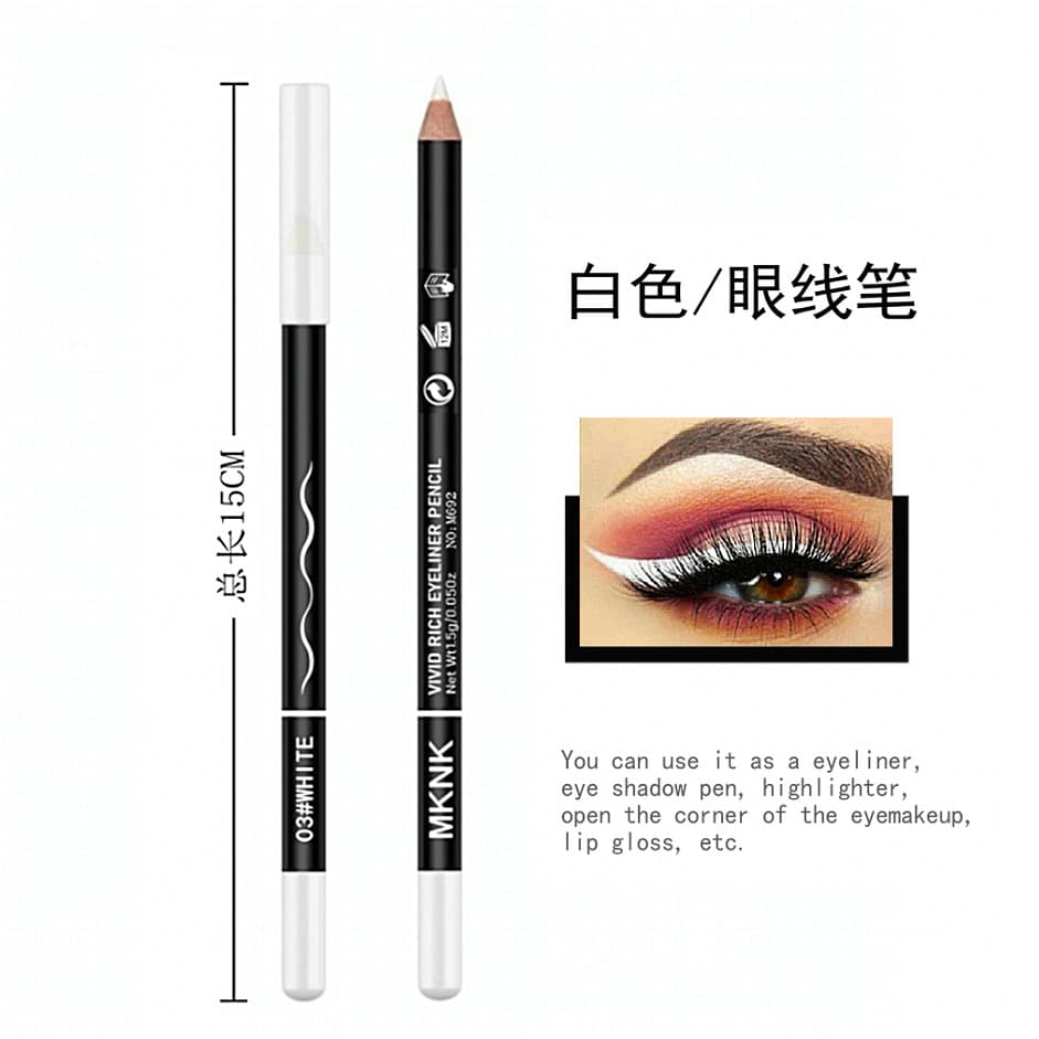 Cross-border Southeast Asia MKNK log non-smudge eyeliner eyebrow pencil dual-use waterproof eyeliner gel pen white pen