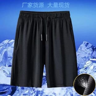Summer Men's Casual Shorts Ice Silk Mesh Loose Shorts Breathable Quick-Dry Air Conditioning Pants Sports Running Shorts