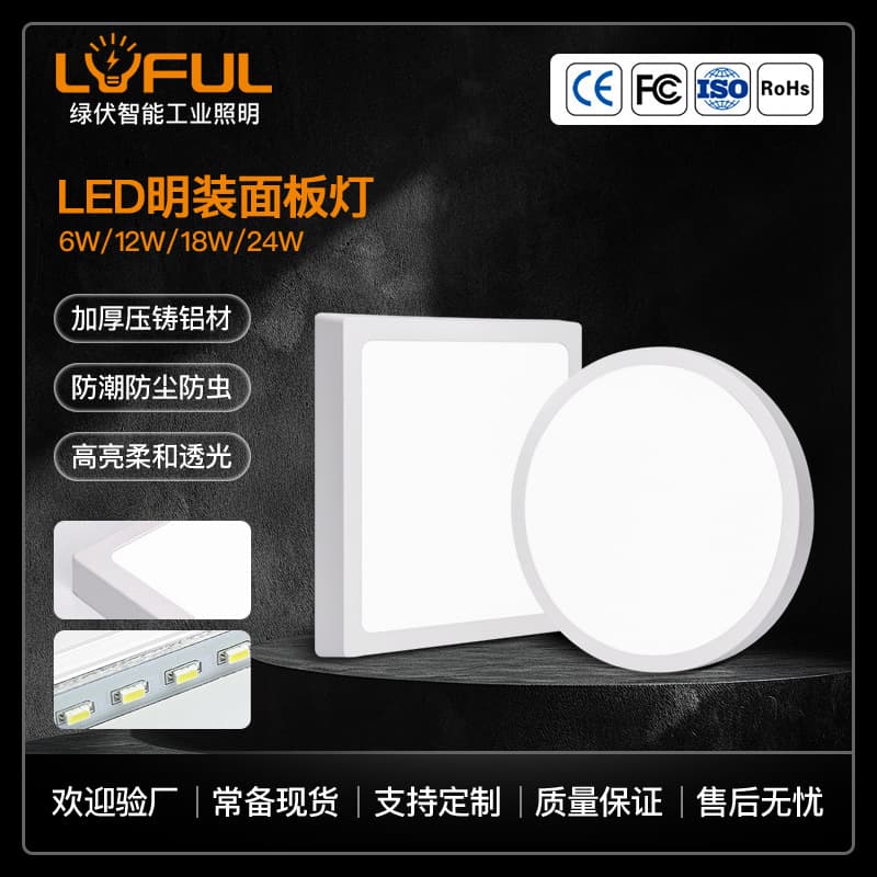 Manufacturer Direct Cast Ceiling Round Square Kitchen & Bathroom Light Ultra-Thin Flat Panel Light Can Light LED Surface Mount Panel Light