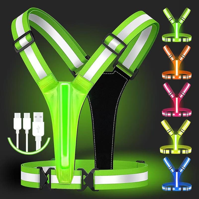 Led Colorful Luminous Vest Night Running Protective Flashing Vest Cycling Reflective Clothing Elastic Clothing Protective Vest