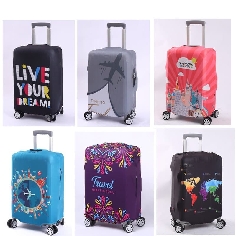 Luggage Protector Wear-Resistant Elastic Cover Travel Suitcase Outer Case Dustproof Thickened Milk Silk Print