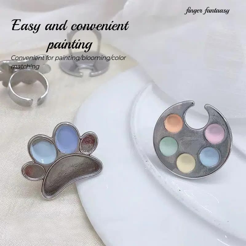 Nail Art Tool Ring Palette, Foot-Shaped Metal Palette, Nail Art Supplies Palette Ring Display Stand