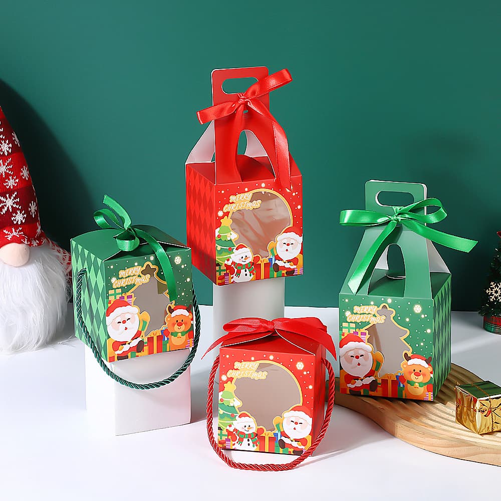 Christmas Gift Packaging Box For Apple Hollow Window Transparent Candy Box Handheld Small Gift Box 2024 New Style Home Supplies