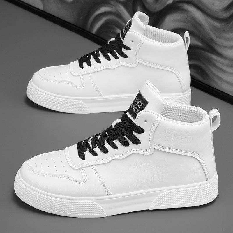 High-top White Shoes Autumn New Arrival Breathable Versatile Thick Sole Student Trendy Sports Shoes Casual Skate Shoes