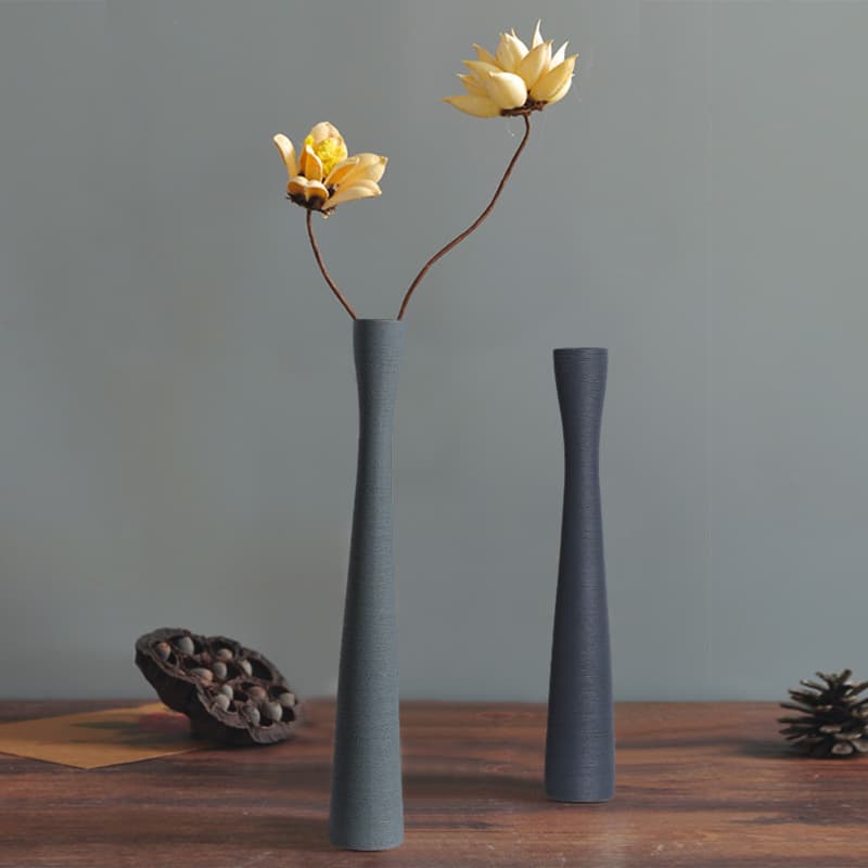 Nordic Tall Slim Brushed Ceramic Vase for TV Cabinet Wall Decor Dried Flower Arrangement Morandi Color Decoration
