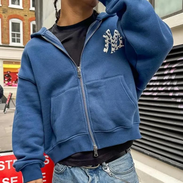 Unisex Printed Hoodie Cardigan Fashion Street Style Autumn Winter Outerwear Loose Fit Long Sleeve Polyester Casual Wear
