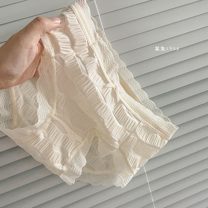Sea Salt Seersucker Soft Comfortable Hollow Sheer Sexy Horizontal Stripe Girls INS Style Underwear Women's Flat Lace