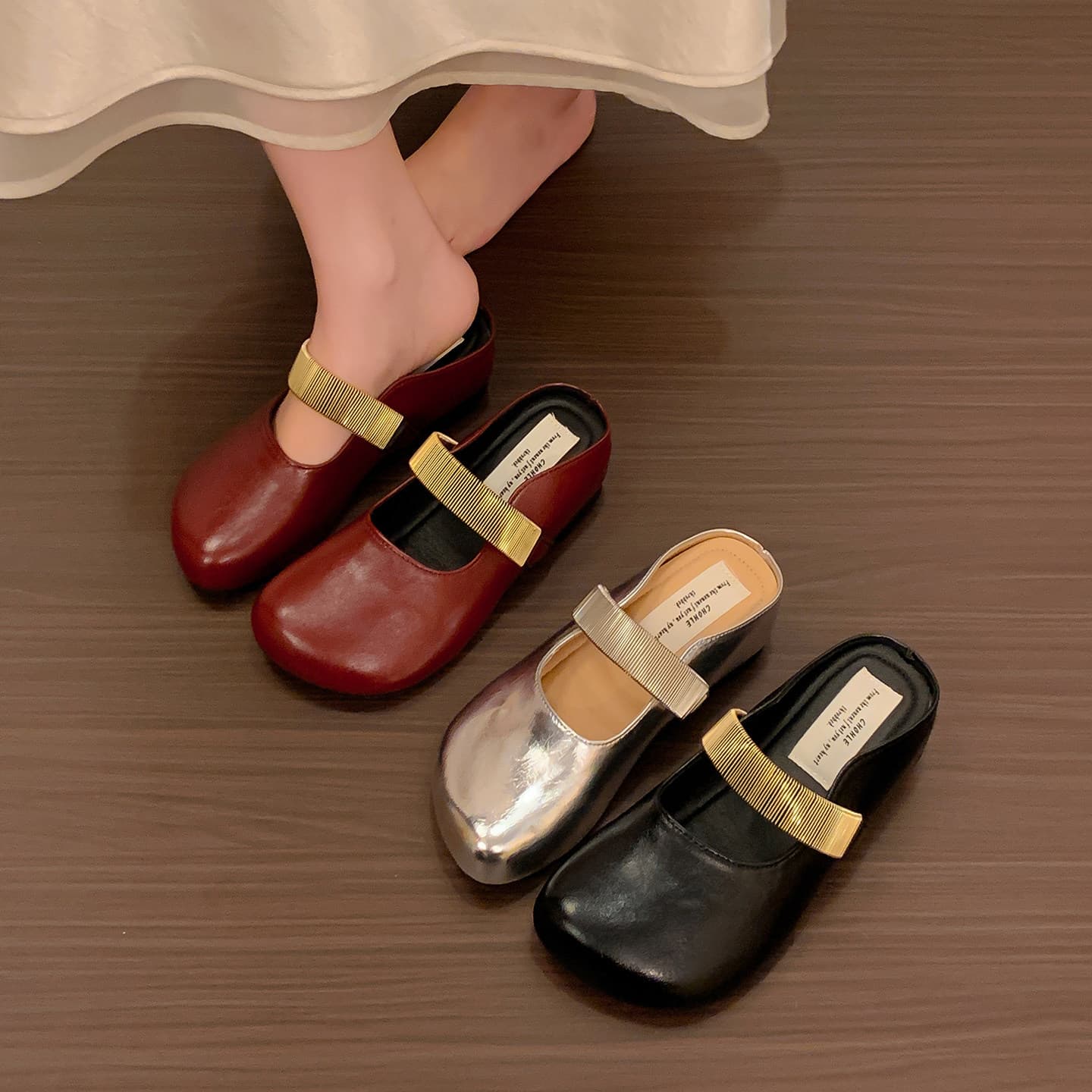 4CM inner heightening mango toe half slippers for women to wear outside summer new style slip-on toe sandals Mule shoes