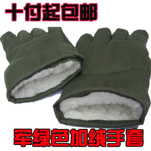 Worker Cotton Gloves Military Green Corduroy Cold Storage Gloves Outdoor Winter Thickened Warm Labor Protection Cotton Gloves Old-Style Five-Finger