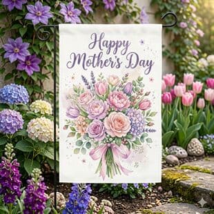 New Cross-Border Happy Mother's Day Garden Flag, Double-Sided Print Hanging Banner, Garden Yard Decoration Welcome Flag
