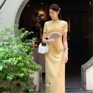 Yellow Improved Vintage Cheongsam New Chinese Style Young Women's 2026 New Summer Elegant Dress