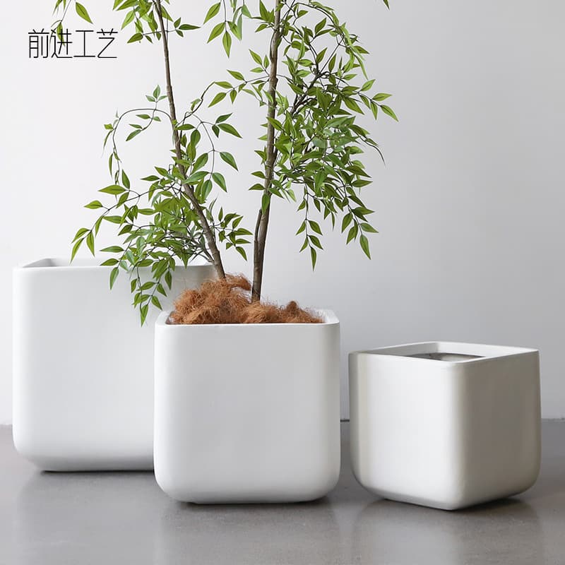 Simple Modern Cement Flower Pot, White, Breathable, Large, Outdoor Villa Garden Living Room Green Plant Cement Pot, High-End Look