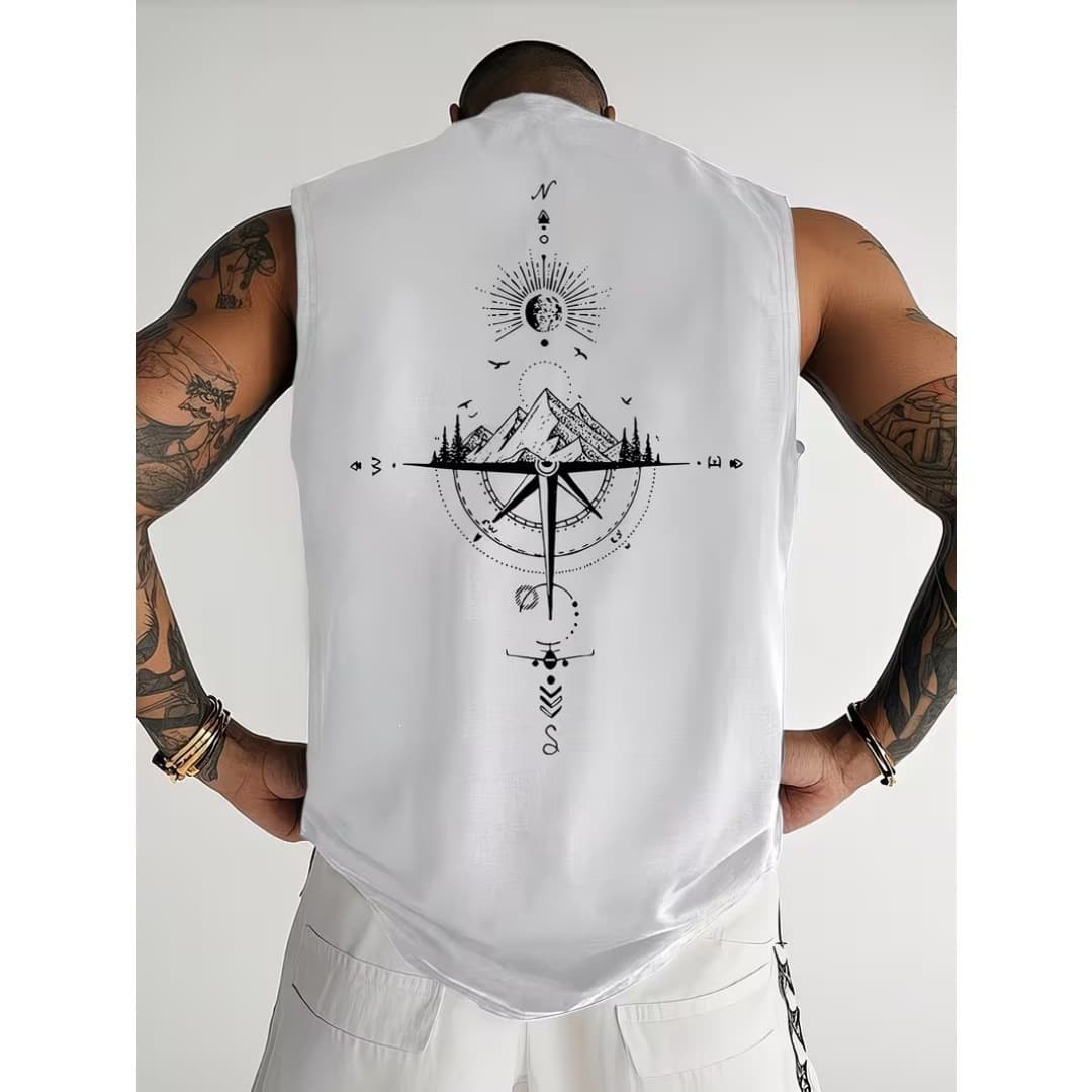 Men's wide shoulder sleeveless vest cross-border European and American hot selling casual versatile factory direct sales 3D digital printing