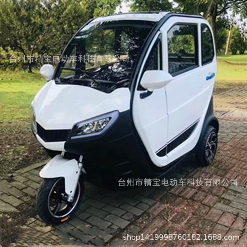 Street-Legal/Home-Use Three-Wheeled Scooter Fully Enclosed 2-Door 3-Seat Adult Electric Vehicle Battery-Powered Small Electric Car