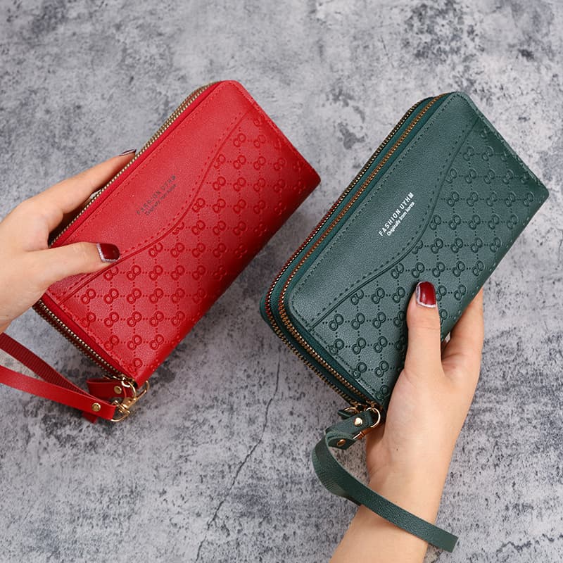 New wallet women's long zipper coin purse multi-functional mobile phone bag large capacity simple multi-card slot card bag