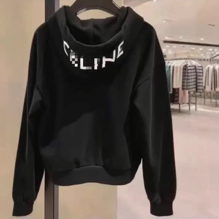 High Street Fashion Brand C EL Printed Zip-Up Hoodie Jacket Cotton Hooded Sweatshirt Top Simple Unisex Hoodie