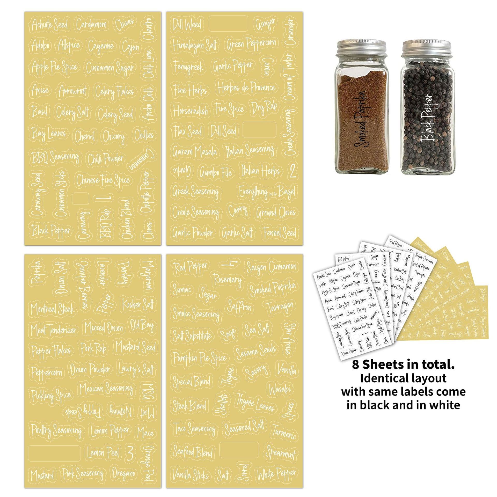 Amazon Creative Transparent Waterproof Spice Labels 276 Pieces Food Room Marking Seasoning Bottle Stickers