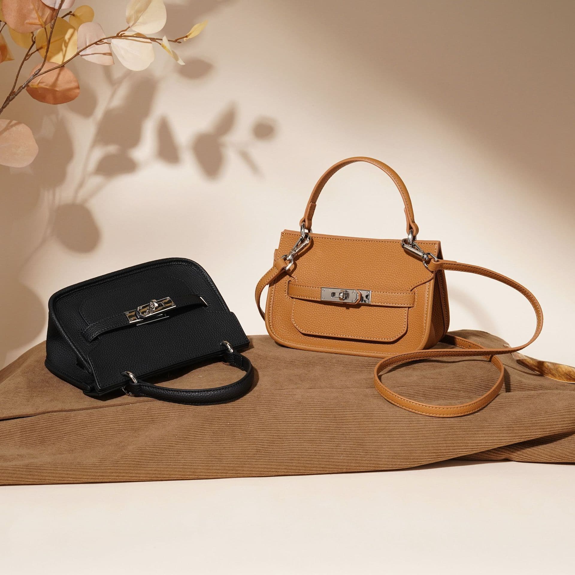 2025 New Mini Kelly Small Square Bag Leather Top Layer Cowhide All-match Underarm Shoulder Crossbody Leather Women's Bag
