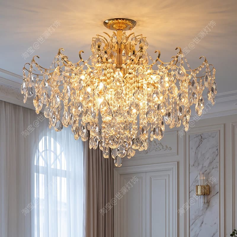 French light luxury crystal chandelier living room lamp 2026 new style simple high-end modern French restaurant bedroom lamps