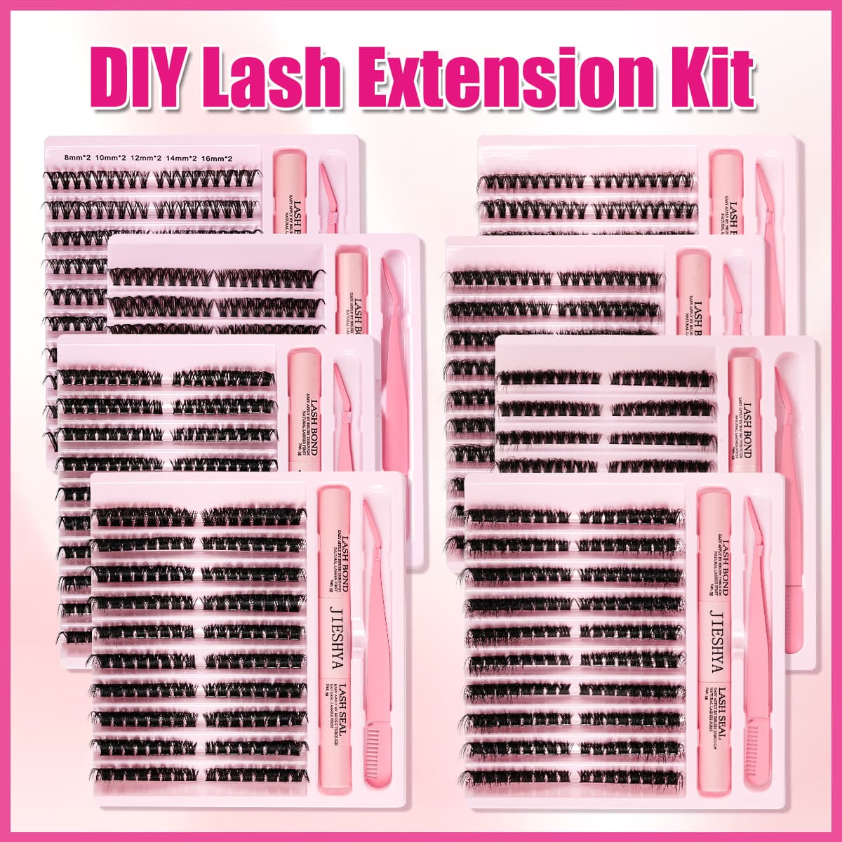 DIY Eyelashes Set with Glue for Cross-Border EU/US Market, Cluster False Eyelashes Kit