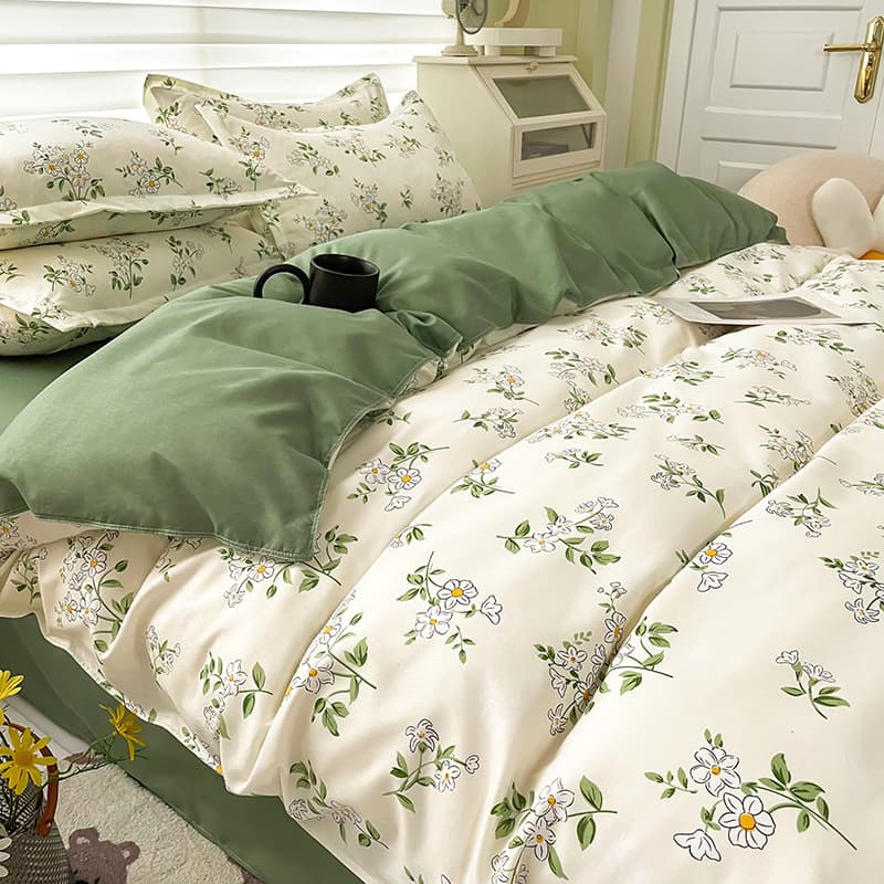 Fresh Four-Piece Set Aloe Cotton Student Dormitory Three-Piece Set Cute Single Duvet Cover Washed Cotton Cross-border Meituan Flash Purchase