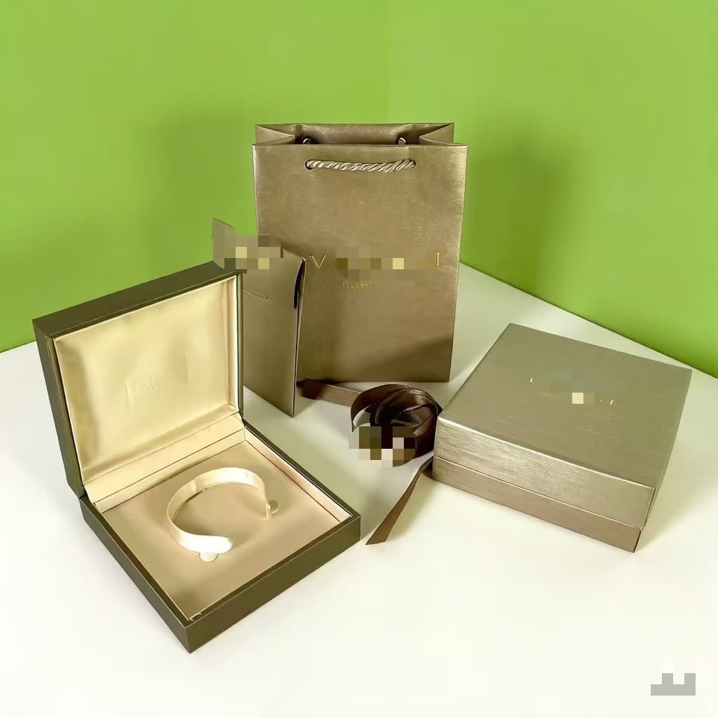 Gift Box Jewelry Box Bracelet Storage Large Capacity Composite Material Gold Gift Box Accessory Storage Box Bvlgari Style