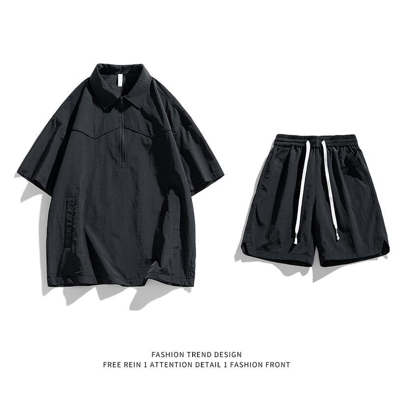 Trendy Japanese-Style Lightweight Breathable Ice-Feel Couple's Sun Protection Set Summer Outdoor Two-Piece Quick-Dry Sports Set for Men