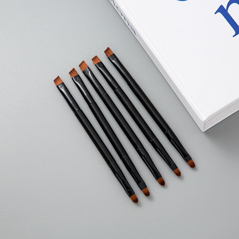 Cross-border Custom Dual-Ended Angled Eyebrow Brush Eyebrow Powder Brush Pen Makeup Brush Eyebrow Detail Brush Makeup Tools Wholesale