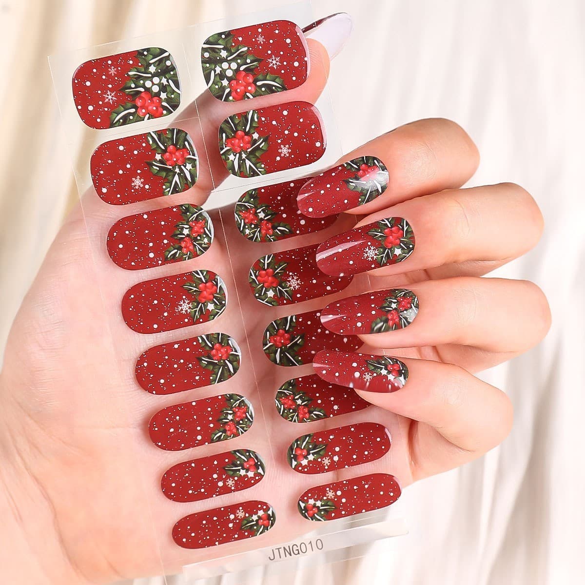 New Christmas Style Semi-Cured Gel Nail Stickers UV Light Therapy Semi-Baked Nail Stickers Direct Sales Cross-Border Hot Selling Wholesale