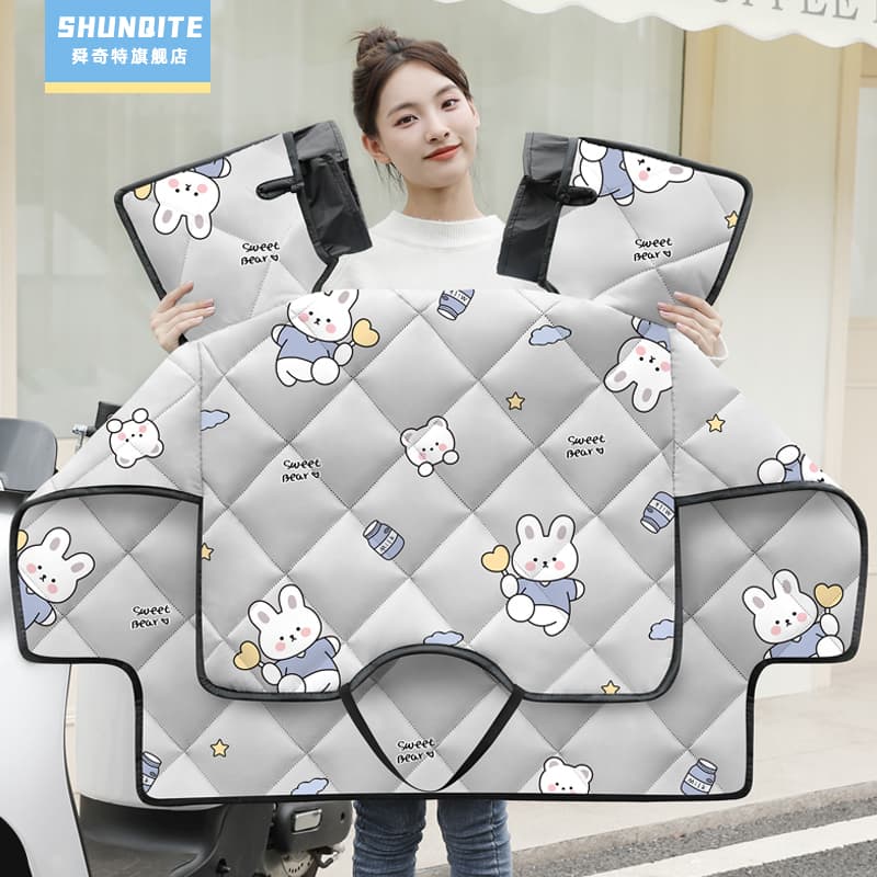 Electric vehicle windshield is universal for all seasons, winter windproof battery motorcycle double-sided waterproof summer sun protection spring and autumn rainproof cover