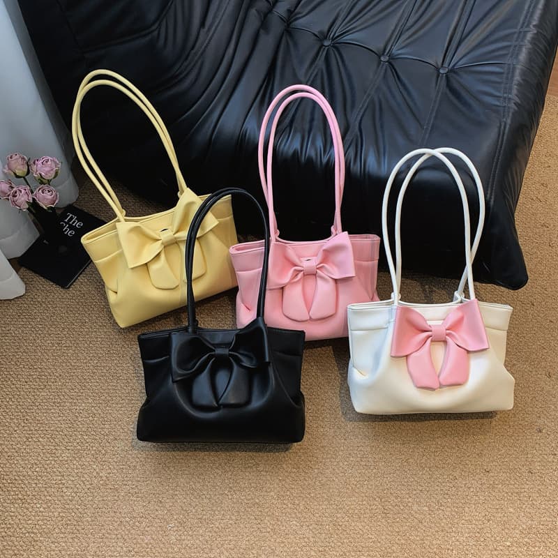 Bowknot Large-Capacity Tote Bag for Women, New Foreign Trade Style, Niche Soft-Sided Commuter Handbag, Shoulder Bag Wholesale