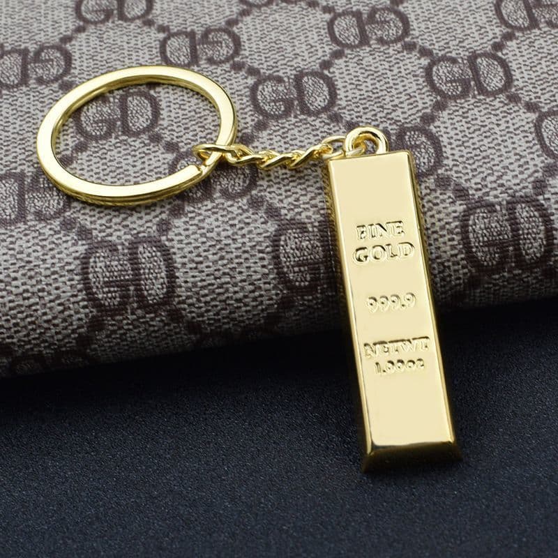 Gold Bar Keychain Solid Gold Block Creative Simulated Gold Brick Pendant for Men and Women Gold Shop New Year Gift Simulated Ornament