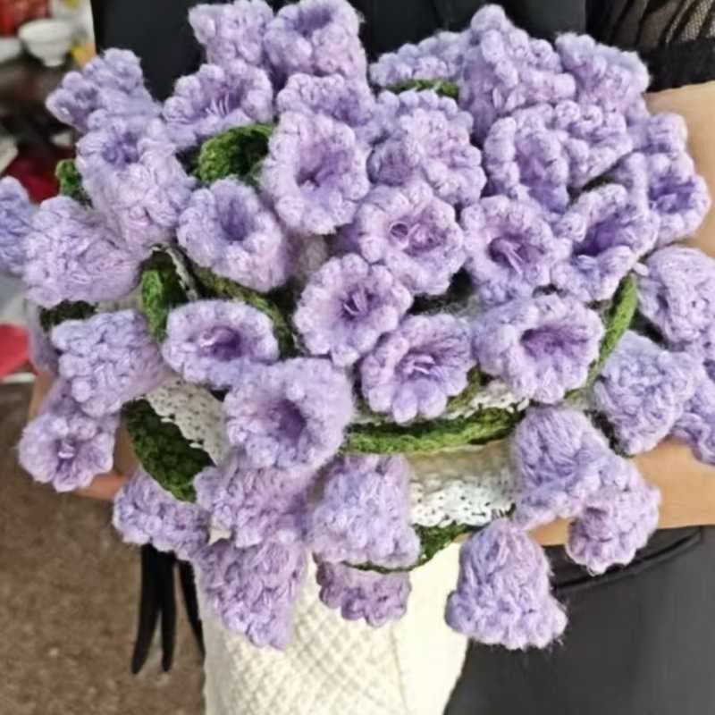 Rose Bouquet Blanket Finished Handmade Crochet Lily Rose Blanket Bouquet Creative Gift National Day