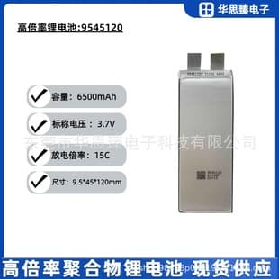 9545120-6500mAh, High-Rate Lithium Battery 15C, 3.7V, Cell for Aircraft/Car/Boat Models