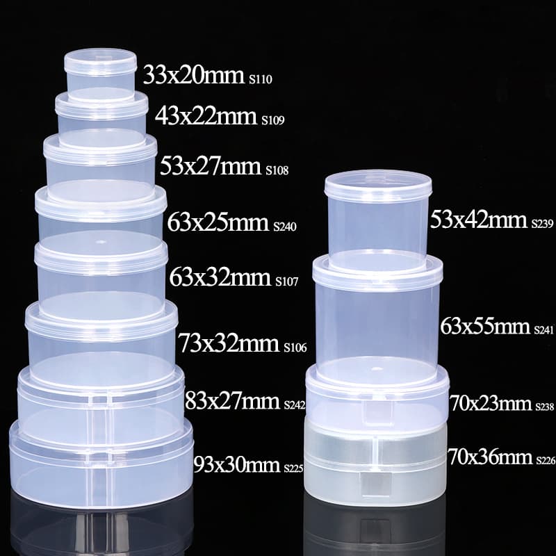 Round clamshell plastic box, parts jewelry packaging box, small round box, packaging box, round conjoined storage box