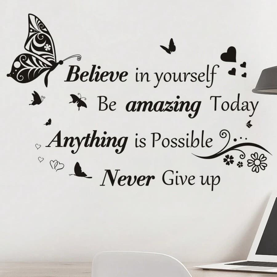 Believe in yourself Be amazing today Butterfly Heart Wall Decal Carved SV455