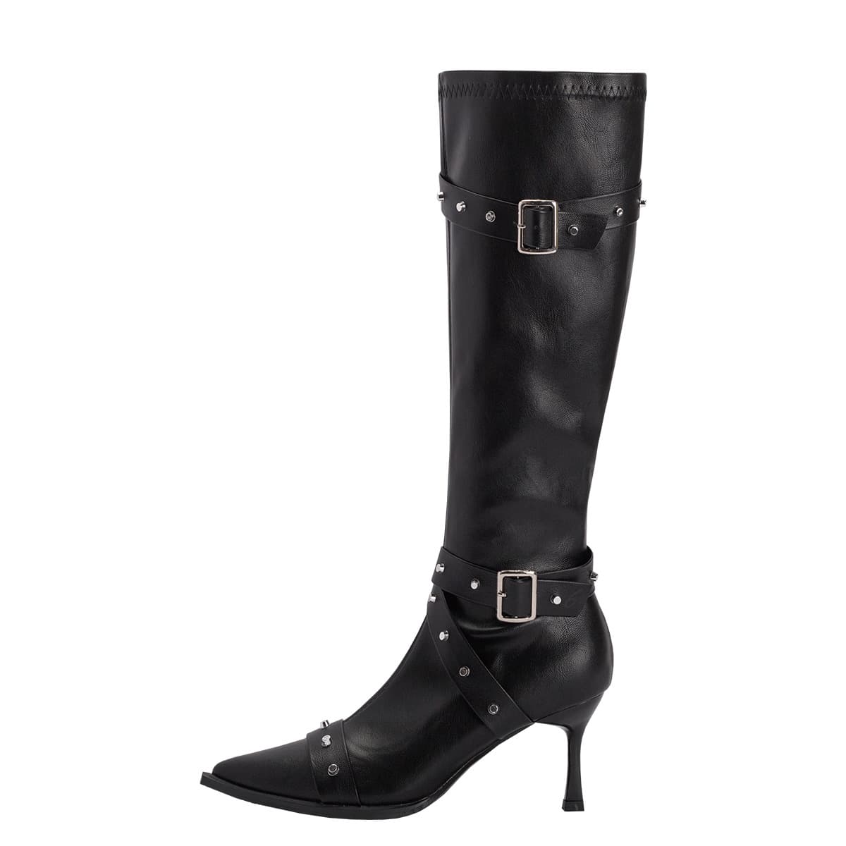 Women's Versatile Cowboy Boots Autumn Winter 2024 New Pointed Toe European American Denim Long Boots Street Style High Tube Boots Metal Decoration