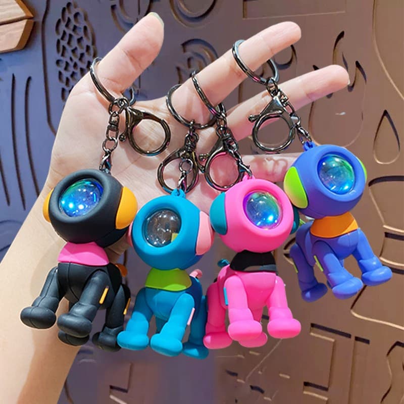 Cute Cartoon Mirror Puppy Keychain Pendant Female Creative Car Bag Doll Keychain Small Gift Wholesale