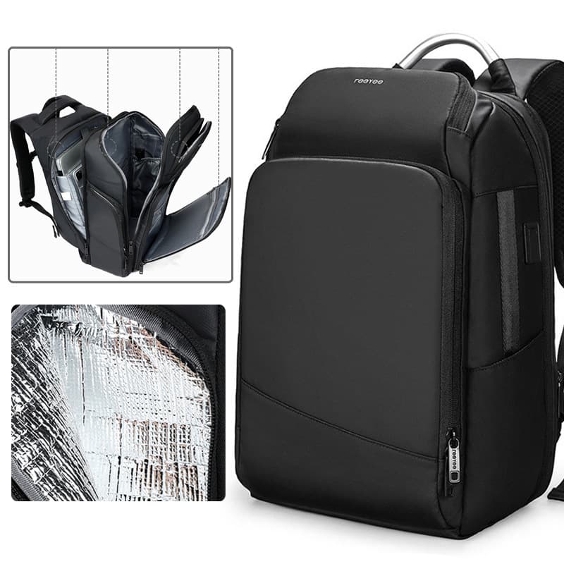 reeyee Men's Business Commuter Backpack, Large Capacity Multifunctional 15.6-inch Laptop Bag