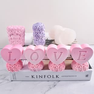 Love Rose Candle Mold Scented Love Flower Pillar Candle Mold Valentine's Day Craft Mold Cross-border