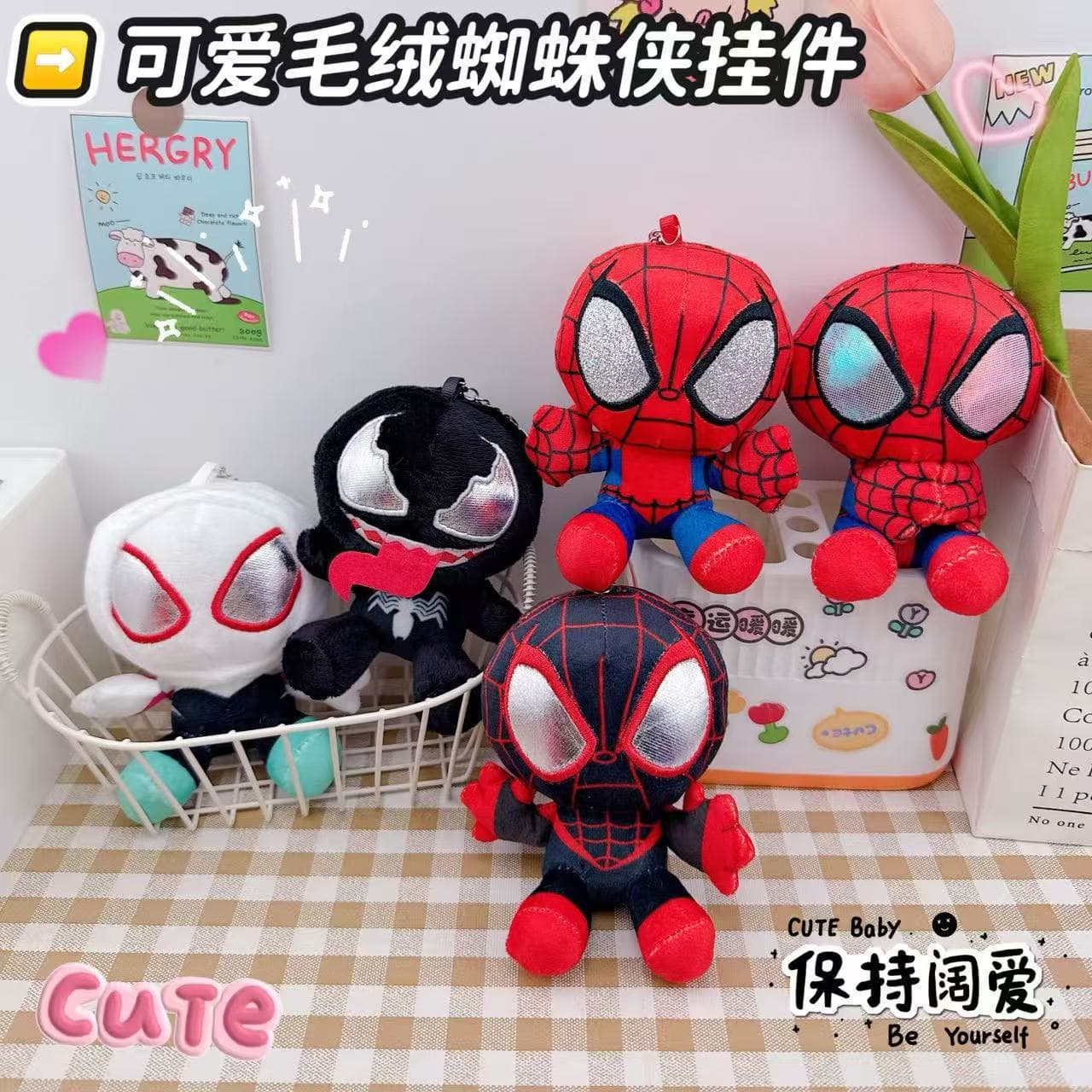 Cross-border Hot Selling Spider-Man Series Keychain Plush Toy Creative Plush Doll Backpack Pendant